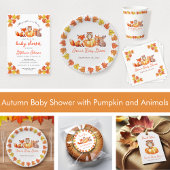 Pumpkin Baby Dusche Herbstlaub Niedlich Fox Bunny  Pappteller
