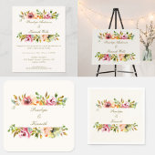 Custom Rustic Watercolor Floral Wedding Quadratischer Aufkleber