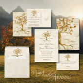 Swirl Tree Roots Antikes Parchment Hochzeit Gerett Ankündigungspostkarte