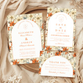 Autumn Floral Arch Wedding RSVP Karte