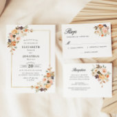 Goldrahmen Herbstblumenhochzeit Einladung
