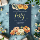 40. Geburtstag Party Botanische Orangen Blume Einladung