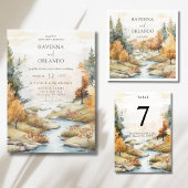 Vintage-Herbst-Fluss-Wald-Landschaft-Hochzeit Tischnummer