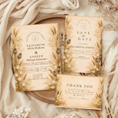 Autumn Wheat Botanical Wedding Einladung