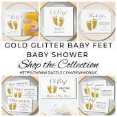 Gold Glitzer Baby Feet Pappteller