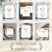 Boho Clothesline Girl Baby Dusche Runder Aufkleber