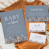 Baby in Bloom Wildblumen Dusty Blue Baby Dusche Postkarte