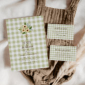 Grünes Gingham-Geschlechtsneutrales Windel-Raffle- Begleitkarte