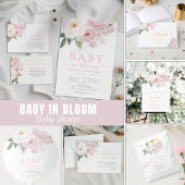 Baby in blühenden rosa Blume Babydusche Einladung