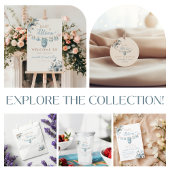 Playful Dusty Blue Baby Bly Guessing Game Floral Poster