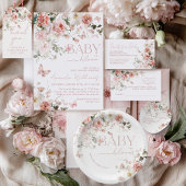 Baby in Bloom Pink Roses Girl Duschtablett Poster