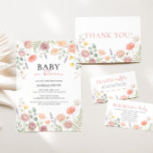 Baby In Bloom Blush & Teal Spring Floral Shower  Einladung