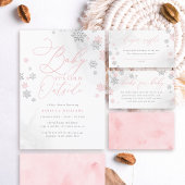 Schneeflocke Pink & Silver Glitzer Winter Baby Dus Einladung