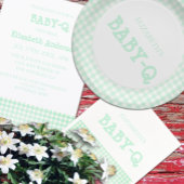 Baby-Q Mint Green Gingham Baby Shower Einladung