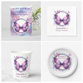 Lila Butterfly-Baby-Dusche Pappteller