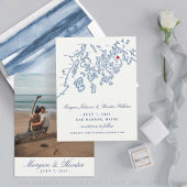 Bar Harbour Maine Map Navy Blue Foto Save The Date