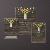 Barn Wood String Lights Sonnenblumen Hochzeit Acryleinladungen (Personalisiere diese Kollektion eines unabhängigen Creators.)