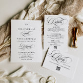 Minimalistische Monogram Classic White Wedding Einladung