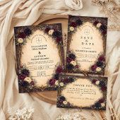 Baroque Gothic Floral Wedding RSVP Karte