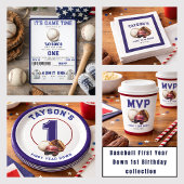 Baseball First Year Down 1st Birthday Pappteller