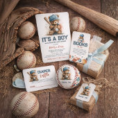 Baseball Teddy Bär Monogramm Mütze Schläger Ball B Serviette