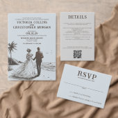 Beach Couple Wedding Runder Aufkleber (Personalisiere diese Kollektion eines unabhängigen Creators.)