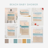 Einfaches Beach Foto Personalisiert Babydusche Pappteller