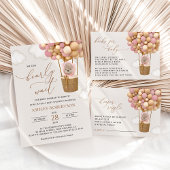 Bär, rosa Balloons, Heißluftballon, Babydusche Getränkeuntersetzer