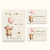 Bearly Wait Pink Balloon Baby Shower QR Code  Einladung