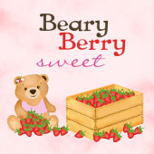 Beary Berry Sweet Pink Cub's Strawberries Geburtst Einladung