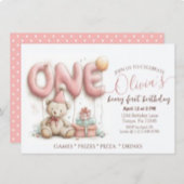 Sweet First Birthday Invitation with Teddy Bear  Einladung
