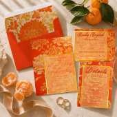 Elegante Mit Monogramm Deep Orange Hochzeit Runder Aufkleber