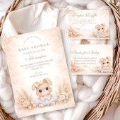 Beige Bunny Floral Diapper Raffle Begleitkarte