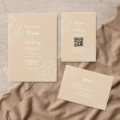 Beige White Corner Floral Boho Wedding Getränkeuntersetzer (Personalisiere diese Kollektion eines unabhängigen Creators.)