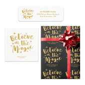 Rustic Black Gold Script Believe in the Magic Geschenkpapier