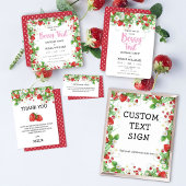 Strawberry Berry Sweet Custom Text | PARTY Poster