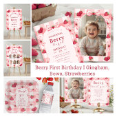 Berry First Birthday Red Gingham Bows Square Pappteller