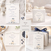 Elegant Berry First Blueberry Birthday Cake Photo Einladung