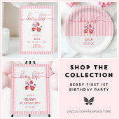 Red Stripes Strawberry Blueberry Geburtstagsparty Serviette