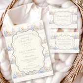 Berry Sweet Blue Toile Nursery Diapper Raffle Begleitkarte