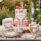 Berry Sweet 3. Geburtstag Strawberry-Party Pappteller