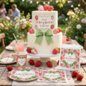 Berry Sweet 4. Geburtstag Erdbeerpärty Serviette