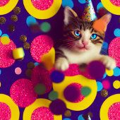 Birthday Hat Confetti Kitty #1 - Paper Party Hats Partyhütchen