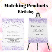 Gästebuch Geburtstag violett weißer Glitzer Monogr Notizblock