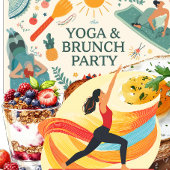 Yoga- und Brunch-Party Weinetikett