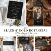 Chic Black & Gold Wedding RSVP Karte
