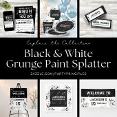 Grunge Paint Splatter Black & White Birthday Geschenkanhänger