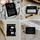 Moderne, mutige Schwarz-Weiß-Typografie All In One Einladung