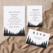 Schwarze und weiße Pinienbäume Winterhochzeit Einladung (Personalisiere diese Kollektion eines unabhängigen Creators.)