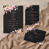 Floral Black & Blush Rose Wedding Begleitkarte (Personalisiere diese Kollektion eines unabhängigen Creators.)